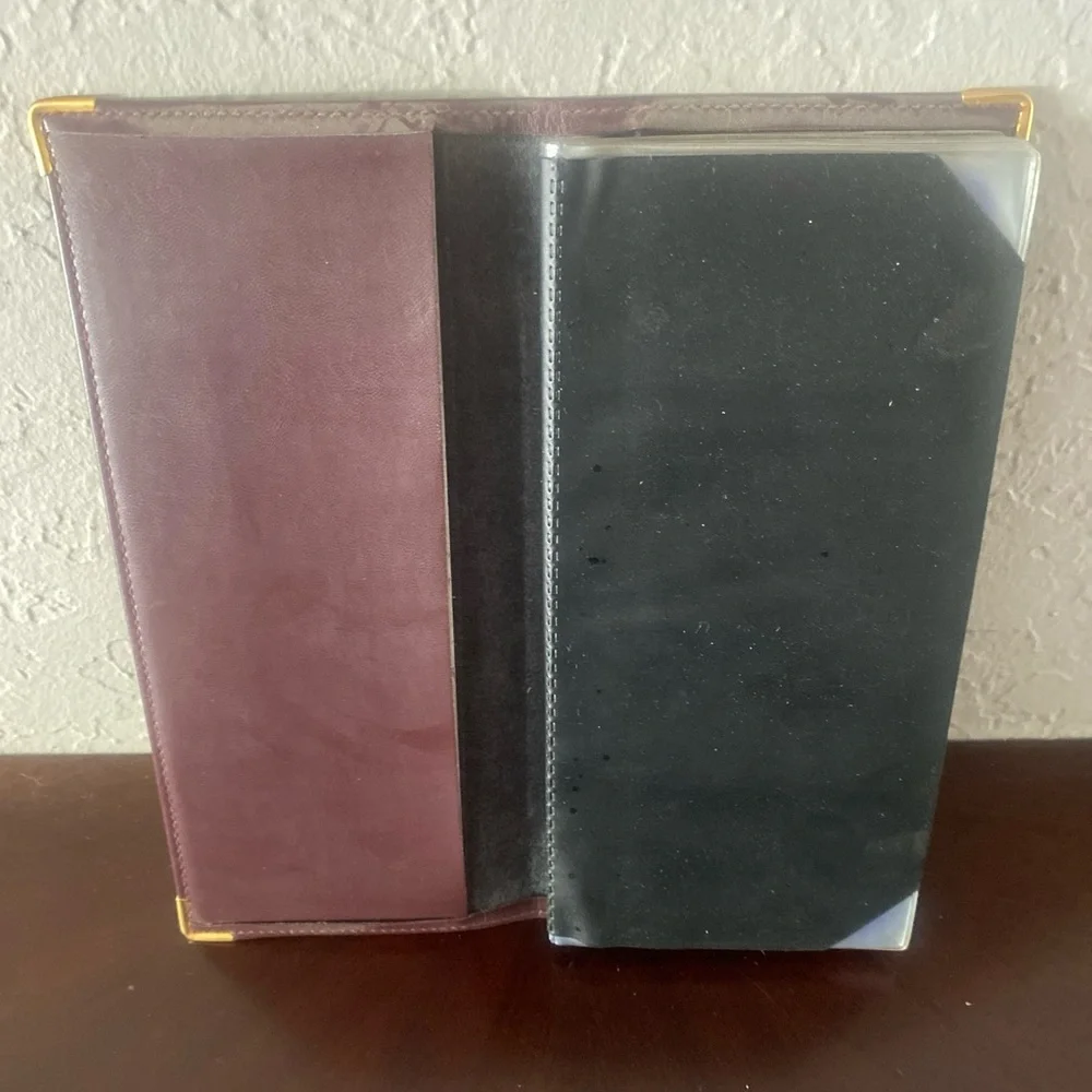 Vintage 90’s Business Card Wallet Folio 88 Cards Brown Faux Leather 10” L x 4 ”W
